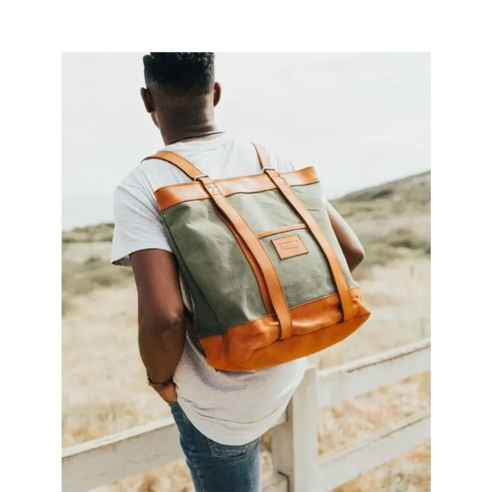 Parker Clay Rincon Backpack/ Tote- Leather/Canvas